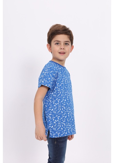Toontoy Kids Toontoy Erkek Çocuk Komple Baskılı Tişört Saks