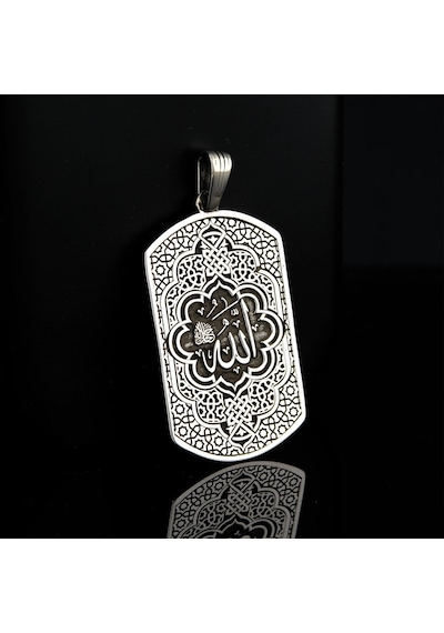 Fkgümüş 925 Ayar Gümüş Allah Lafzı İşlemeli Erkek Yüzük Ve Kolye Silver