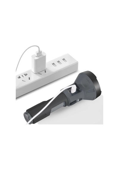 Swat Usb Şarjlı Projektör El Feneri Işıldak Siyah