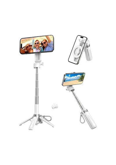 Jst30 Magsafe Manyetik Kumandalı Tripod Monopod Selfie Çubuğu Android İphone Uyumlu Beyaz