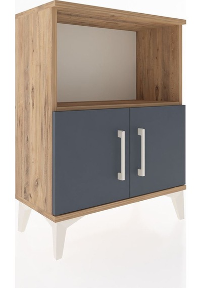 Arges Komodin Tek Raflı Tek Çekmeceli 60x30x80 Çam-antrasit Çam