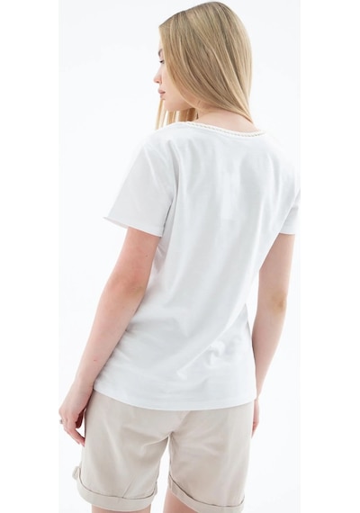 Fashion Friends V Yaka Kadın T-shirt 26y0478k1 Beyaz