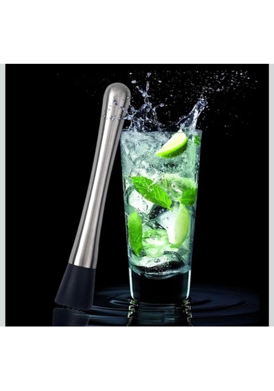 Paslanmaz Çelik Mojito Tokmağı Kokteyl Muddler, Siyah Silikon Uçlu, Mojito Ve Karışık İçecekler İçin Bar Ezici