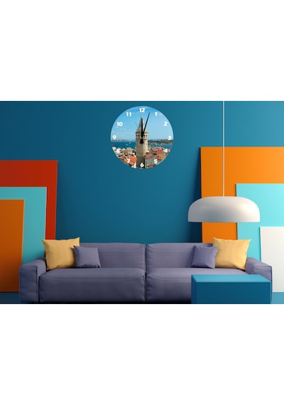 Ti-play Galata Kulesi 30x30cm Akrilik Dekoratif Modern Duvar Saati ÇOk Renkli