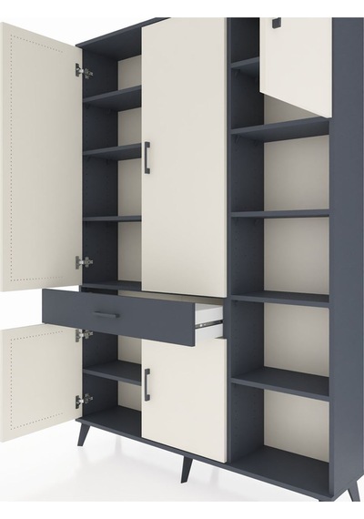 Arges Dolap 10 Raflı Tek Çekmeceli 5 Kapaklı 132x30x195 Antrasit-aytaşı/antrasit Aytası/antrasıt Arges Dolap 10 Raflı Tek Çekmeceli 5 Kapaklı 132x30x195 Antrasit-aytaşı/antrasit Aytası/antrasıt