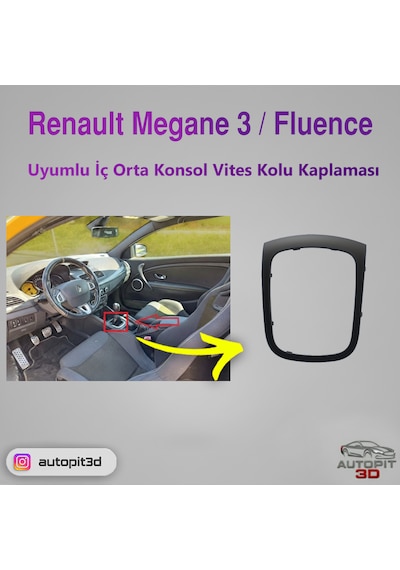 Renault Megane 3 / Fluence Uyumlu İç Orta Konsol Vites Kolu Kaplaması Konsol Vites Kolu Kaplaması