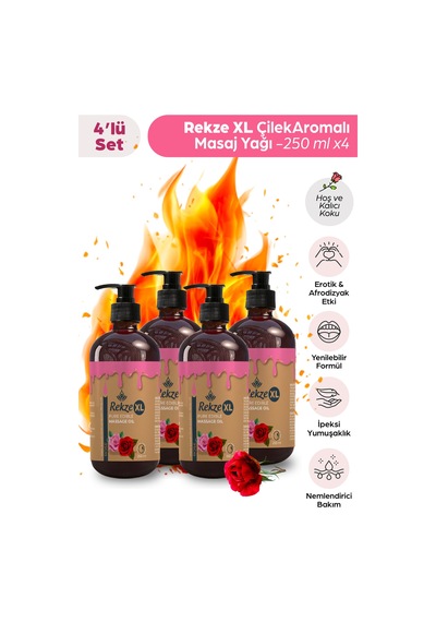 4 Adet Büyük Boy Gül Aromalı Masaj Yagı Etkili Yenilir Aromaterapi 250 Ml - 581495513