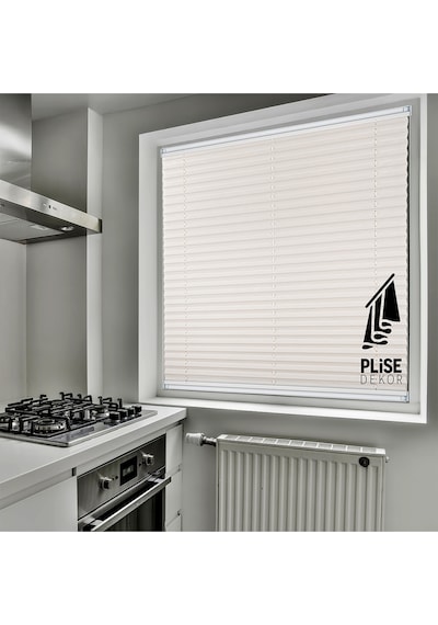 Plise Dekor Beyaz Plise Perde - Cam Balkon Perdesi Vidalı Sistem