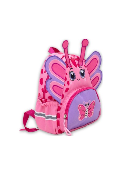Kız Çocuk Anaokulu Sırt Çantası Sevimli Kelebek Figürlü Pembe Mor Desenli