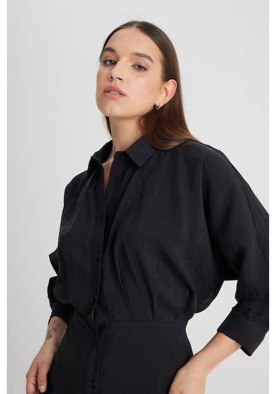 Lee Loose Fit Rahat Kesim Siyah Gömlek Elbise L241612001 Siyah