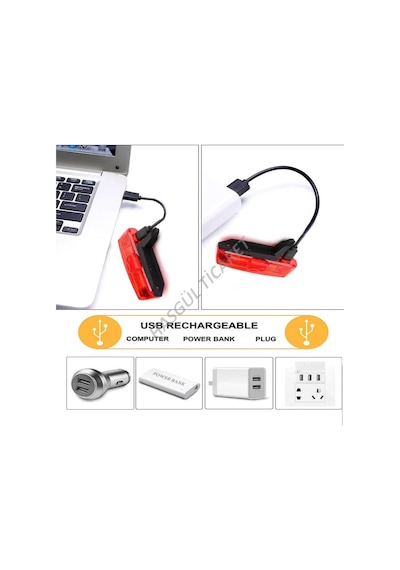Hsgl Usb Şarjlı Ön Arka Işıklı Far Set Mavi - Beyaz