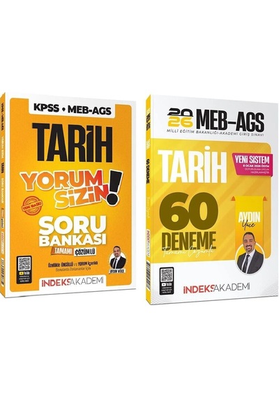 İndeks Akademi 2026 Meb-ags Tarih Yorum Sizin Soru Bankası + 60 Deneme 2 Li Set - Aydın Yüce İndeks Akademi Yayıncılık