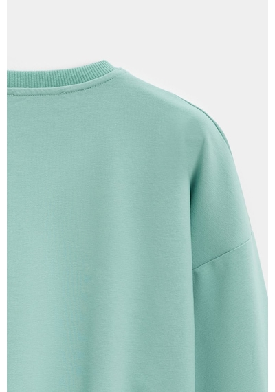 Sââde Kadın Oversize Bisiklet Yaka Basic Casual Sweatshirt Mint