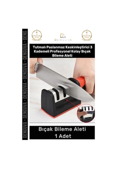 Bilemealeti Profesyonel Mutfak Makası Bileyici 3 Açılı Elmas Uçlu Ergonomik Kolay Bıçak Bileme Alet
