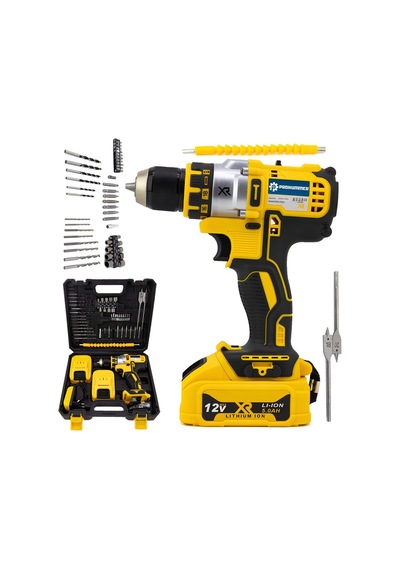 Prohummer Ph239 Xr 58vf Akülü Darbesiz Vidalama Matkap Seti - Çift Akülü Sarı