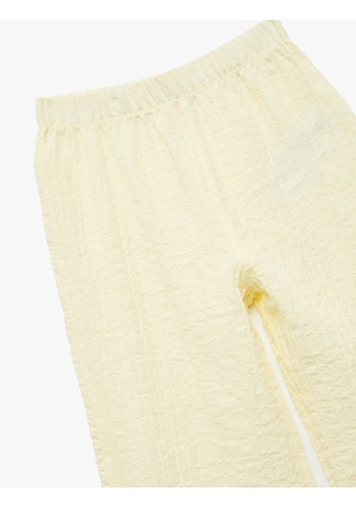 Koton Crinkle Fırfır Detaylı Beli Lastikli Geniş Paça Pantolon Sarı 5smg40060aw Sarı