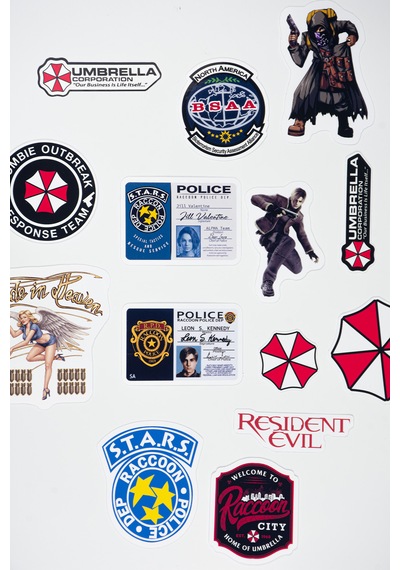 Resident Evil Umbrella Corp Temalı Sticker Paketi 14 Parça Kaliteli Su Geçirmez Etiket Seti Çok Renkli