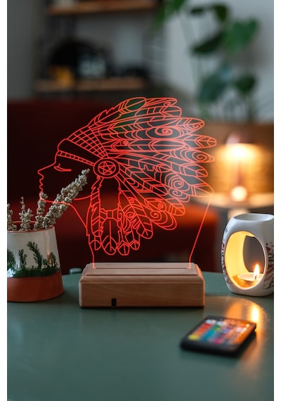 Özel Tasarım Kızılderili 3D Led Lamba