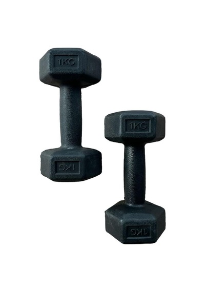 1 Kg X 2 Adet Köşeli Vinyl Kaplı Siyah Dambıl Ağırlık Seti