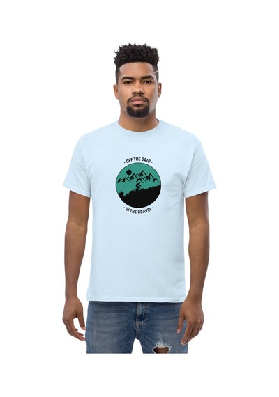 Wildstyle Off The Grid Gravel Dağ Bisikleti Doğa Macera Baskılı Unisex Bisiklet Yaka Pamuklu Tişört Bebek Mavisi
