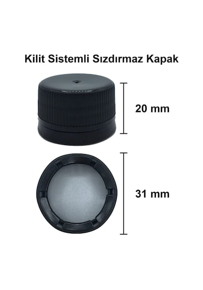 Rotanev 12 Adet Cam Shot Şişesi Sızdırmaz Siyah Plastik Kapaklı Kolonya Koku Süs Çok Amaçlı Şişe 100 ML
