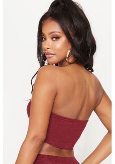 Rooted-kadın Straplez Tube Top Astarsız Bordo
