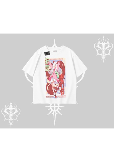Tarzsokak Oversize Tshirt Madness Unleashed Anime Girl Baskılı Beyaz