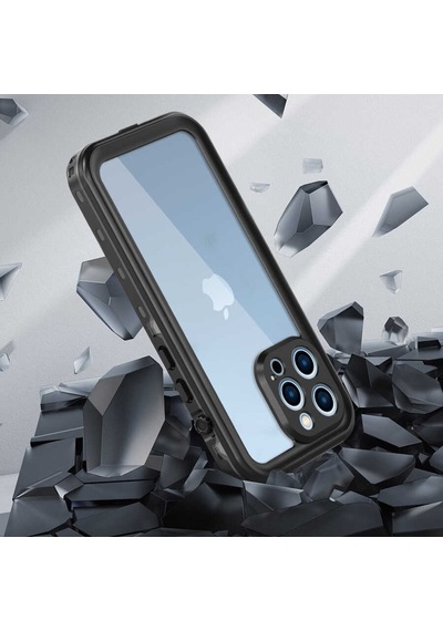 Apple Uyumlu iPhone 13 Pro Kılıf 1-1 Su Geçirmez Kılıf Siyah