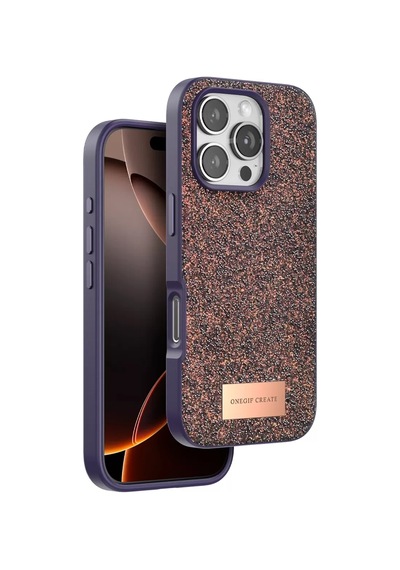 Onegif Apple İphone 16 Pro Bright Simli Kapak - Derin Mor