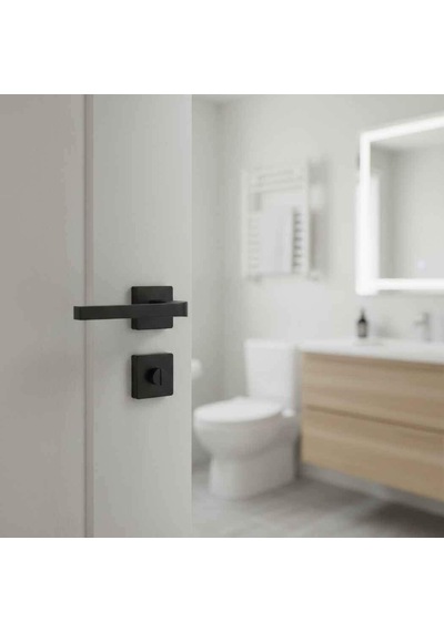 Sese Aysu Modeli Kare Rozetli Wc Kapı Kolu Siyah 200-241r-02-02