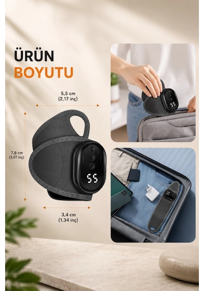 Auhma Amg40 Şarj Edilebilir Akıllı Isıtmalı Masaj Aleti 3 Kademeli Titreşim & 5 Kademeli Isı Ayarlı Gri