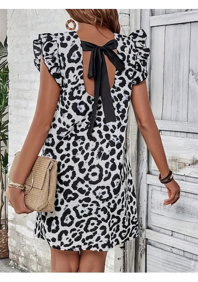 Etiler Collection Kadın Kısa Kollu Kolları Fırfır Detay Arkası Bağlamalı Leopar Desen Kolsuz Mini Mikro Elbise Beyaz Etiler Collection Kadın Kısa Kollu Kolları Fırfır Detay Arkası Bağlamalı Leopar Desen Kolsuz Mini Mikro Elbise Beyaz