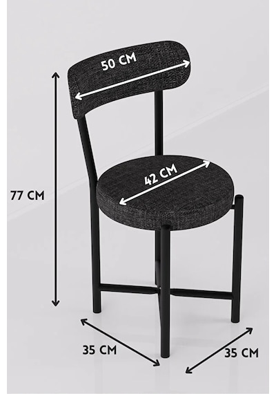 Sandalye 4 Adet Keten Kumaş Metal Ayak Modern Mutfak Sandalyesi Cafe Balkon Ofis Teddy Antrasit