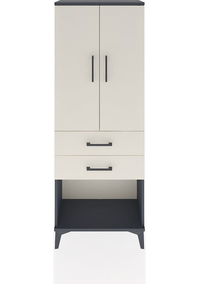 Arges Dolap Tek Raflı 2 Çekmeceli Tek Askılı 60x30x163 Antras... Antrasit