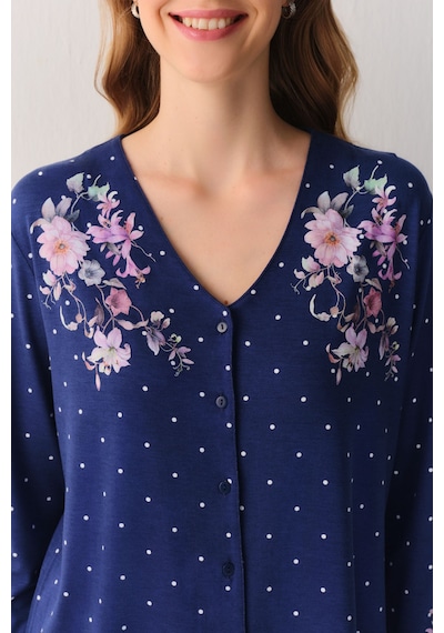 Suwen Jane Maskülen Pijama Takımı Sh26216660b1104 Mavi Puantiyeli