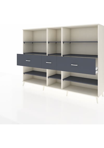 Hyperion Dolap 9 Raflı 3 Çekmeceli 220x44x163 Aytaşı-antrasit Aytaşı-antrasit