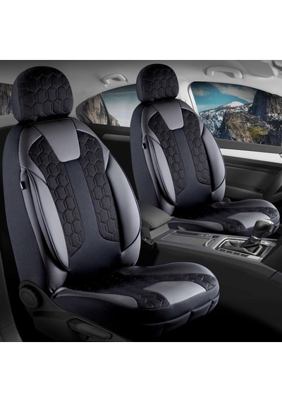 Kia Sportage İle Uyumlu Lüx Deri Detaylı Oto Koltuk Kılıfı Ön Arka Takım Cyrus Siyah