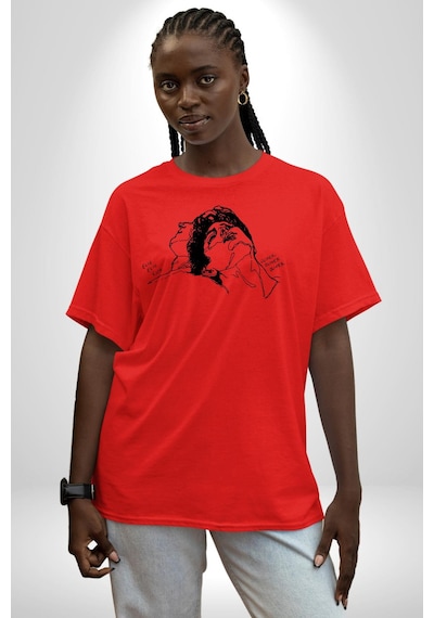 Elio Ve Oliver Call Me By Your Name Pamuklu Bisiklet Yaka Unisex Oversize Boyfriend Dijital Baskılı Kırmızı T-shirt Kırmızı
