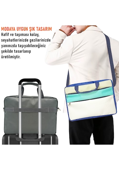 Microcase Tcl Tab 11 Gen 2 İle Tablet Apple Uyumlu MacBook Laptop Tablet Çantası 2 Bölmeli Al4821 Omuz Çantası