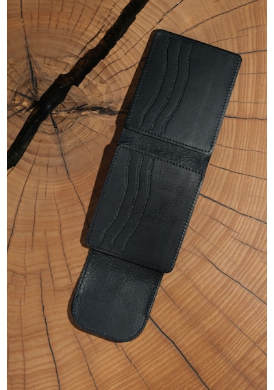 Lenax Leather Mono Hakiki Deri Erkek Cüzdan Gerçek Deri Kartlık Ve Bozuk Para Bölmeli Siyah