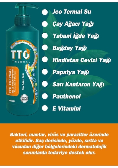 Tto Saç Ve Vücut Şampuanı 500 Ml Yeşil Çay Ağacı Yağı / Tea Tree Oıl
