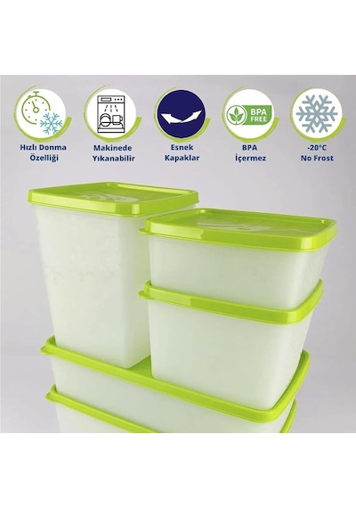 Hobby Life Alaska Derin Dondurucu Saklama Kabı 6'li Set 9.5 Litre - Bpa Yeşil Diğer