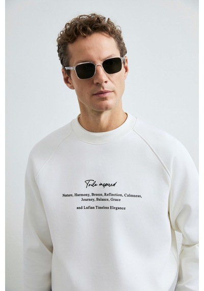 Lufian Cole Erkek Sweatshirt Kırık Beyaz Kırık Beyaz 112030199100510