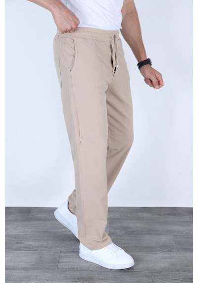 Myrab Denim Baggy Keten Pantolon Jogger Çağla Yeşili Bej