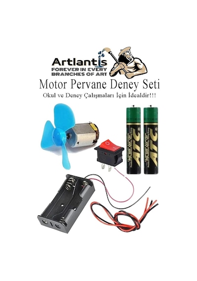 Pervane Motor Deney Seti 1 Paket Dc Motor Anahtar Pil Yatağı Pervane Pil İletken Kablo Okul Deney Seti