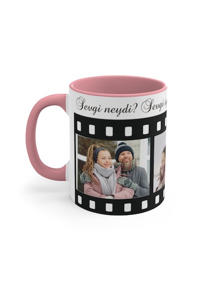 Kişiye Özel Aşkına Sevgiline 3 Resimli Film Şeridi Kupa Bardak ,