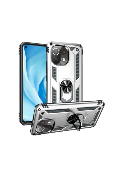 Xiaomi Mi 11 Lite Kılıf Zore Vega Yüzüklü Standlı Zırh Kılıf