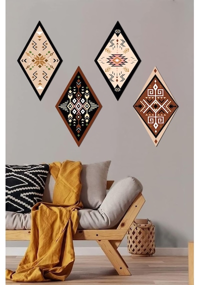 Dekorize Mdf 4 Parça 3 Mm Çerçeve Görünümlü Bohem Tablo 16283 28 X 4