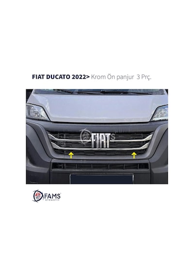 Fiat Ducato Krom Ön Panjur 3 Parça 2022 Ve Üzeri Paslanmaz Çelik