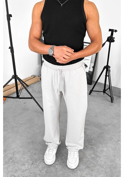 Açık Gri Dokulu Soft Jogger Pantolon Açık Gri